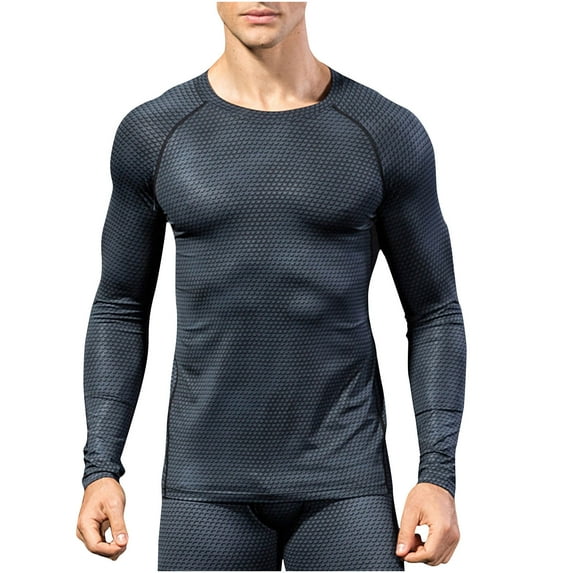 GigrtiJin Mens Athletic Compression Shirts Long Sleeve Body Shaper Workout T Shirt Breathable Slim Cool Dry Muscle Tops