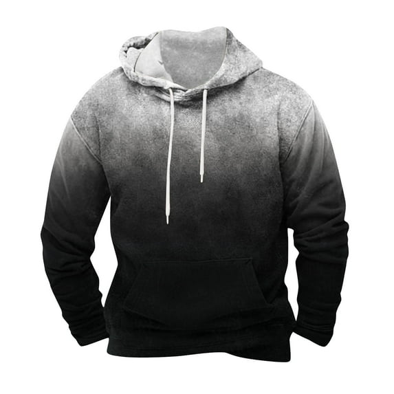 GigrtiJin Mens Baggy Athletic Hoodies Gradient Color Hooded Drawstring Sweatshirt with Pocket Trendy Casul Pullover Blouse