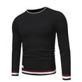 thumbnail image 1 of GigrtiJin Mens Basic Knit Tops Solid Color Long Sleeved Round Neck Sweater Fashion Comfy Lightweight Pullover Top, 1 of 2