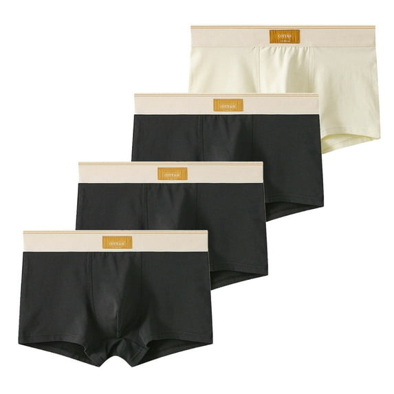 GigrtiJin Mens Big and Tall Multipack Cotton Boxer Briefs Solid Color Seamless Full Coverage Comfortable Pouch Underpants 4 PC