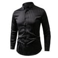thumbnail image 1 of GigrtiJin Mens Bussiness Office Tops Striped Lapel Button Down Long Sleeve Shirt Formal Dress Blouse, 1 of 3