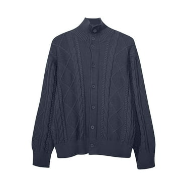 GigrtiJin Mens Button down Sweater Long-Sleeves Collar Solid Color Cardigan Sweater Jacket Casual Warm Comfy Sweaters