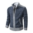 thumbnail image 1 of GigrtiJin Mens Cardigan Sweater Coat Long Sleeve Full Zip Stand Collar Thick Warm Jacket Fashion Casual Outwear Coat, 1 of 4