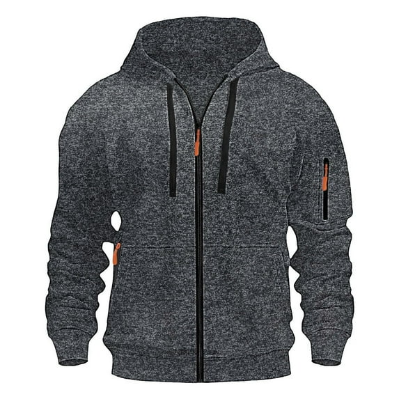 GigrtiJin Mens Cargo Workout Hoodies Solid Color Full Zip Drawstring Long Sleeve Multipocket Sweatshirt Hooded Streetwear Tunic