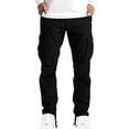 thumbnail image 1 of GigrtiJin Mens Cotton Cargo Pants Solid Color Multipocket Straight Leg Pants Lightweight Workout Pants, 1 of 5
