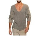 thumbnail image 1 of GigrtiJin Mens Deep V Neck Sweater Slim Lightweight Knitted Pullover Sweater Muscle Long Sleeve Low Cut Tees, 1 of 5