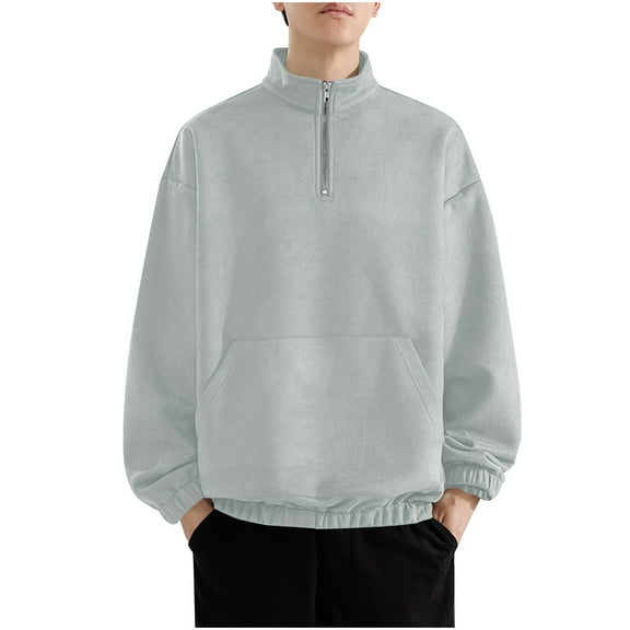 GigrtiJin Mens Fall 1/4 Zip Long-Sleeved Sweatshirt Solid Color Collar Casual Loose Sweatshirts Top with Pocket