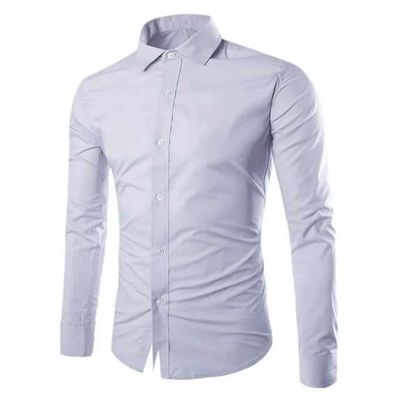 GigrtiJin Mens Fall Plus Size Cotton Shirt Long Sleeve Button down Lapel Blouse Tops Casual Fashion Solid Color Coats