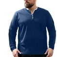 thumbnail image 1 of GigrtiJin Mens Fall Plus Size Shirt Long Sleeved Button Round Neck Blouse Loose Solid Color Casual Pullover Top, 1 of 9
