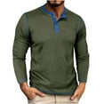 thumbnail image 1 of GigrtiJin Mens Fall Shirts Long Sleeves Casual Lightweight Button Knit Shirt Basic Patchwork Comfy Pullover Tops, 1 of 5