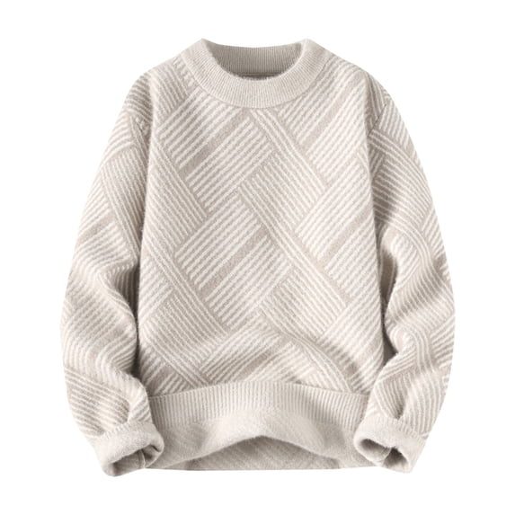 GigrtiJin Mens Fall Winter Knit Sweater Casual Round Neck Long Sleeves Pullover Top Warm Comfy Loose Sweaters