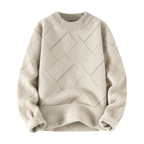 GigrtiJin Mens Fall Winter Knit Sweater Casual Round Neck Long Sleeves Pullover Top Warm Comfy Loose Sweaters