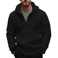 thumbnail image 1 of GigrtiJin Mens Fleece Thermal Hoodies Solid Color 1/4 Zipper Hooded Long Sleeve Pocket Sweatshirt Fall Winter Casual Tops, 1 of 6