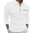 thumbnail image 1 of GigrtiJin Mens Golf Shirt Solid Color Quarter Zipper Long Sleeve Lapel Blouse with Pocket Casual Sport Tops, 1 of 5