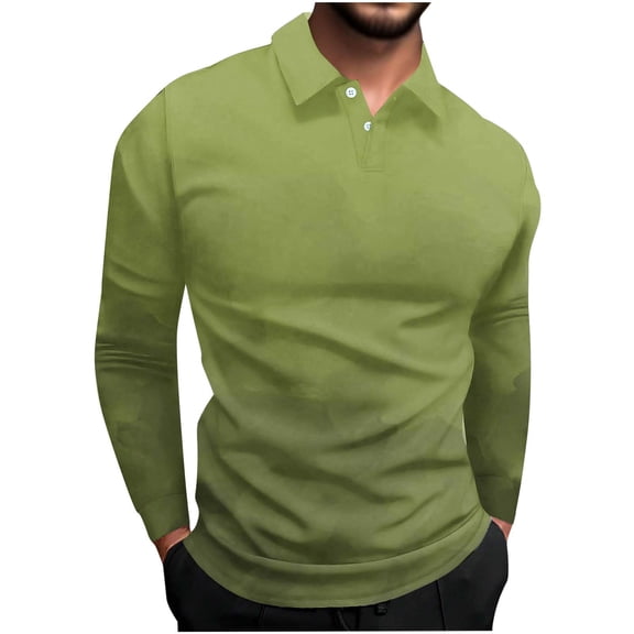 GigrtiJin Mens Golf Shirt Solid Color Turndown Collar 1/4 Button Long Sleeve Blouse Pullover Athletic Tops