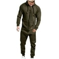 thumbnail image 1 of GigrtiJin Mens Hooded Jumpsuits Solid Color Zipper Drawstring Long Sleeve Sweatshirt with Pocket Winter Thermal Workout Sets, 1 of 6