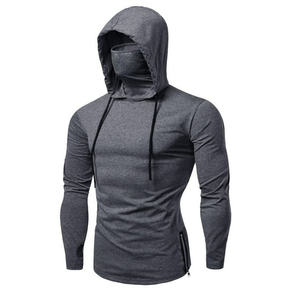 GigrtiJin Mens Hooded Sweatshirt Solid Color Long Sleeve Drawstring Hoodies with Slide Zipper Trendy Casual Sport Tops