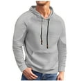 thumbnail image 1 of GigrtiJin Mens Hoodies Solid Color Plaid Texture Drawstring Hooded Long Sleeve Sweatshirt with Pocket Breathable Casual Tops, 1 of 6