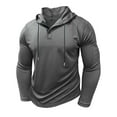 thumbnail image 1 of GigrtiJin Mens Jogger Hoodies Solid Color Drawstring Long Sleeve Hooded Tops 1/4 Button Slim Athletic Blouse, 1 of 7