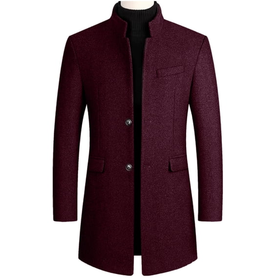 GigrtiJin Mens Long Sleeves Casual Cardigan Coat Solid Color Stand up Collar Breaste Pocket Solid Color Jacket Coat