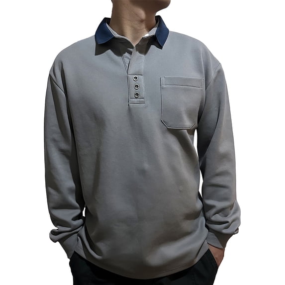 GigrtiJin Mens Plus Size Cotton Blouse Solid Color Quilted Lapel Button Long Sleeve Tops with Pocket Loose Business Workwear Tops