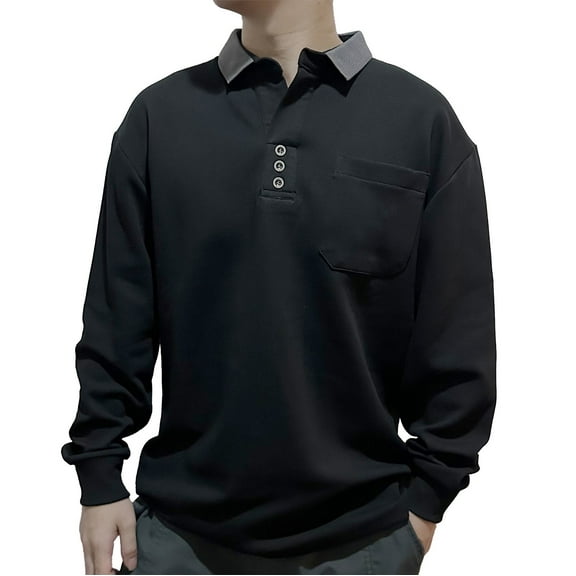 GigrtiJin Mens Plus Size Cotton Blouse Solid Color Quilted Lapel Button Long Sleeve Tops with Pocket Loose Business Workwear Tops