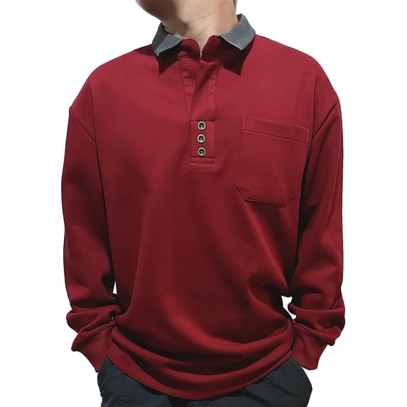 GigrtiJin Mens Plus Size Cotton Blouse Solid Color Quilted Lapel Button Long Sleeve Tops with Pocket Loose Business Workwear Tops