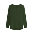 thumbnail image 1 of GigrtiJin Mens Plus Size Shirt Long Sleeved Cotton Linen V-Neck Shirts Solid Color Loose Comfy Basic Pullover Tops, 1 of 5
