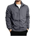 thumbnail image 1 of GigrtiJin Mens Plus Size Sport Blouse Solid Color Long Sleeve Stand Collar Full Zipper Pocket Tops Oversized Casual Loose Tunic, 1 of 7