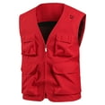 thumbnail image 1 of GigrtiJin Mens Plus Size Vest Solid Color V Neck Sleeveless Multipocket Zipper Jacket Trendy Casual Cargo Waistcoat, 1 of 6
