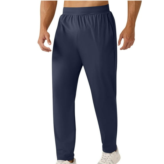 GigrtiJin Mens Running Workout Pants Solid Color Elastic Waisted Straight Leg Jogger Pants Casual Activewear Pants