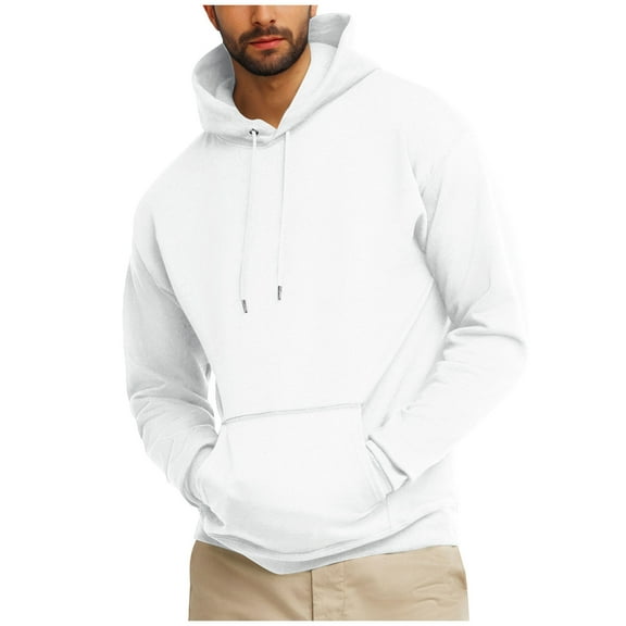 GigrtiJin Mens Solid Color Hoodies Long Sleeve Casual Hooded Sweatshirt Loose Comfy Pullover Tops with Pockets
