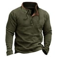 thumbnail image 1 of GigrtiJin Mens Sport Blouse Tops Solid Color Drawstring Stand Collar 1/4 Button Long Sleeve Tops Trendy Thermal Tunic, 1 of 3