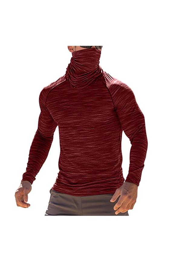 Mens Sunscreen Sport Blouse Solid Color Covered Face Pullover Long Sleeve Hoodies Outdoor Sun Protective Hooded Tops