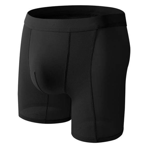 GigrtiJin Mens Training Breathable Boxer Briefs Solid Color Ribbed Waistband Long Underwear Sweatproof Cooling Pouch Underpants
