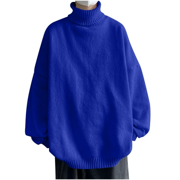 GigrtiJin Mens Turtleneck Knitted Sweater Solid Color Long Sleeved Oversized Sweaters Casual Warm Comfy Pullover Tops
