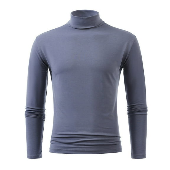 GigrtiJin Mens Turtleneck Shirts Long Sleeved Casual Solid Color Pullover Top Fashion Sports Comfy Basic Blouse