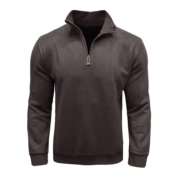 GigrtiJin Mens Velvet Blouse Shirt Solid Color Stand Collar Long Sleeve 1/4 Zipper Tops Outdoor Casual Pullover Tunic