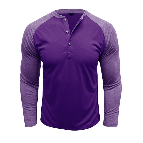 GigrtiJin Mens Vintage Pullover Blouse Color Block Crew Neck Long Sleeve Button Down Blouse Shirt Trendy Casual Tunic