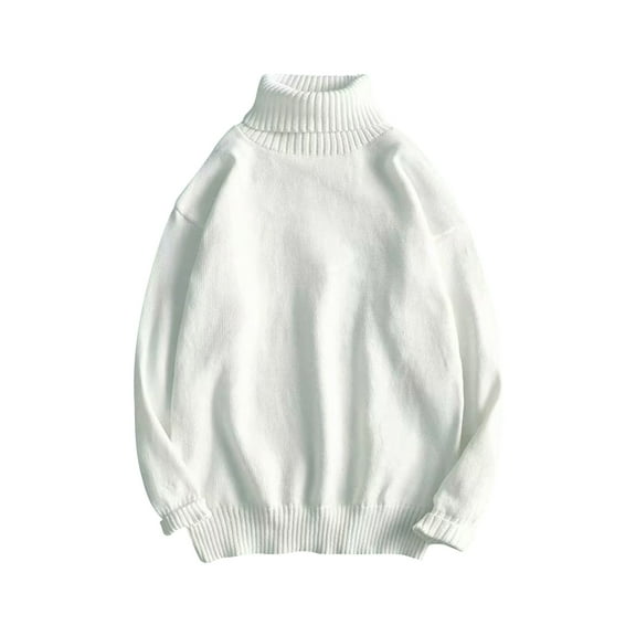 GigrtiJin Mens Winter Turtleneck Sweater Solid Color Casual Long Sleeved Sweaters Fashion Warm Comfy Pullover Sweater