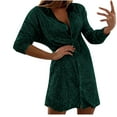thumbnail image 1 of GigrtiJin Midi Sequin Dress for Women Sparkle Button down Shirt Dresses Long Sleeve Lapel V Neck Party Dress, 1 of 4