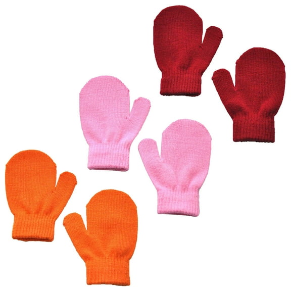 GigrtiJin Multipack 9 Months-4 Years Infant Toddler Knitted Mittens Solid Color Thermal Gloves 3 Pairs