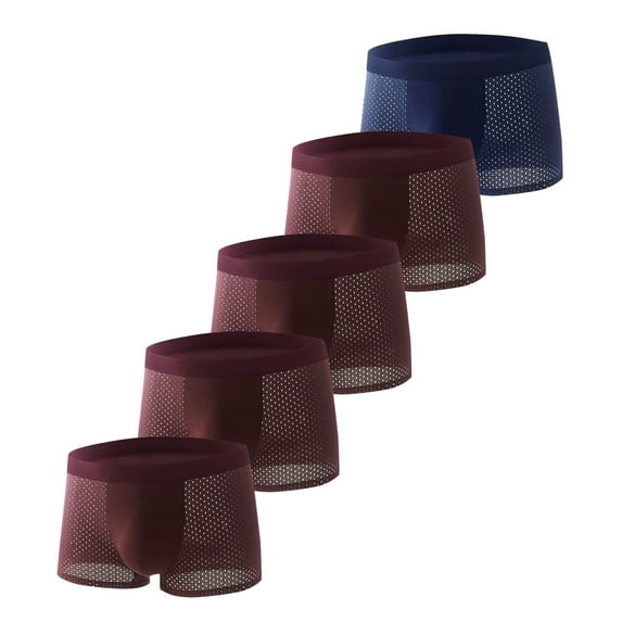 GigrtiJin Multipack Big and Tall Mesh Pouch Underwear for Men Solid Color Seamless Supportive Breathable Boxer Briefs 5 Pack