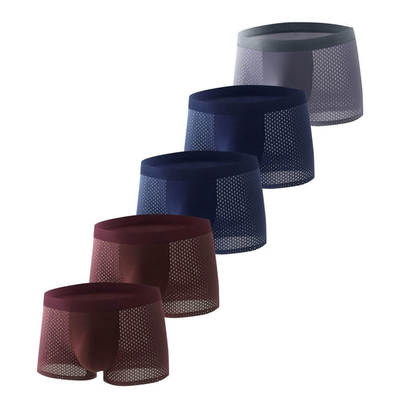 GigrtiJin Multipack Big and Tall Mesh Pouch Underwear for Men Solid Color Seamless Supportive Breathable Boxer Briefs 5 Pack
