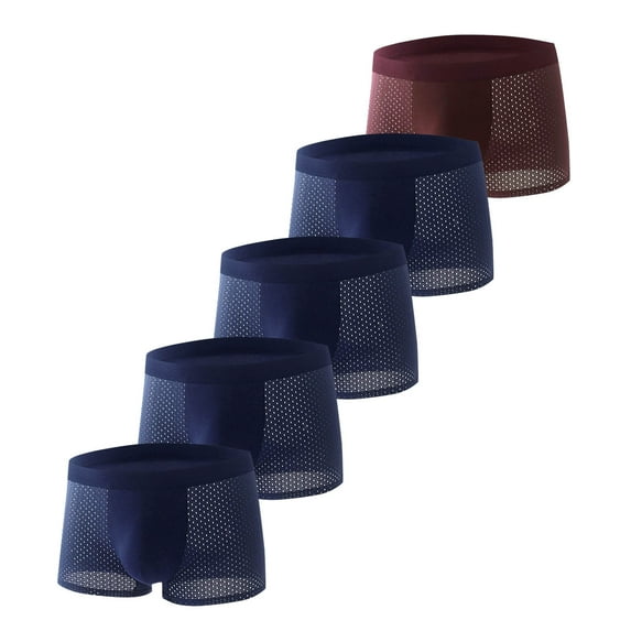 GigrtiJin Multipack Big and Tall Mesh Pouch Underwear for Men Solid Color Seamless Supportive Breathable Boxer Briefs 5 Pack