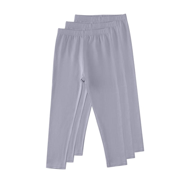 GigrtiJin Multipack Kid Teen's Cotton Pants Solid Color Elastic Waisted Straight Leg Casual Pants 3 Pack 4-14 Years