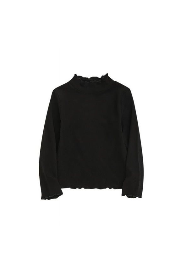 Newborn Baby's Base Cotton Tops Solid Color High Neck Long Sleeve Shirt for Infant and Children 6 Months-10 Years