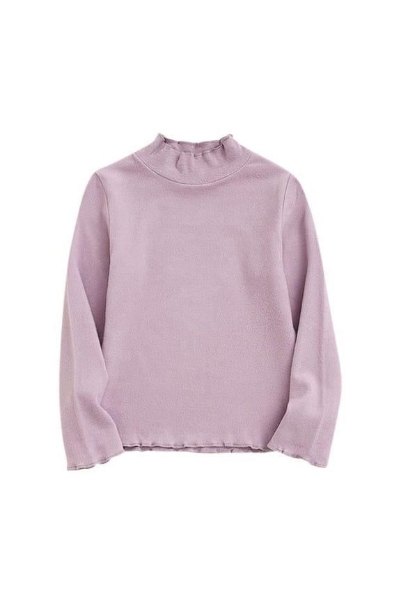 Newborn Baby's Base Cotton Tops Solid Color High Neck Long Sleeve Shirt for Infant and Children 6 Months-10 Years