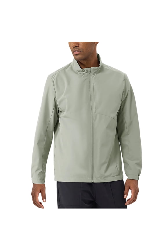 Outdoor Climb Jacket for Men Solid Color Zipper Long Sleeve Workout Windbreakers with Pocket Outdoor Waterproof Outwear