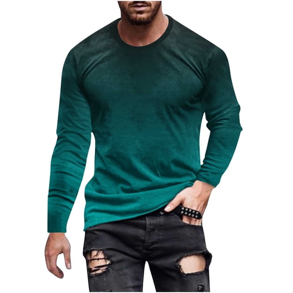 GigrtiJin Oversized Loose Casual Tops Gradient Color Round Neck Long Sleeve Oversized Trendy Pullover Blouse Shirt